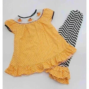 Emily Rose Girl's Size 4 Halloween Smocked Dress with Matching Striped Leggings